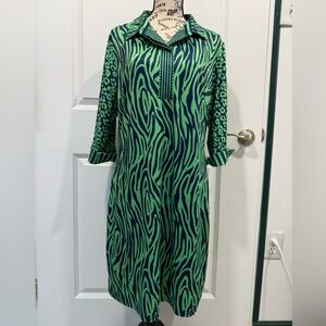 Gretchen Scott Designs Green and Blue Animal Print Dress